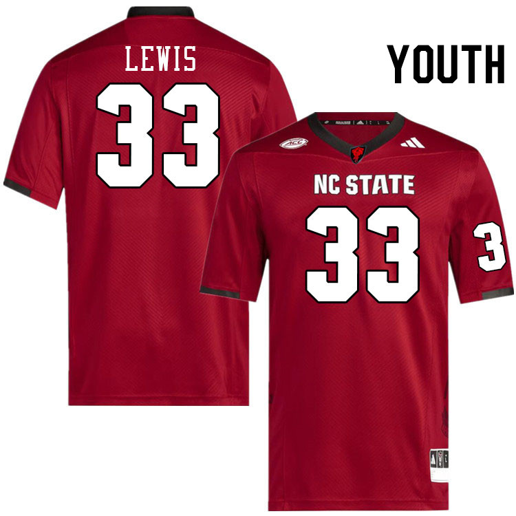 Youth #33 Cannon Lewis NC State Wolfpack College Football Jerseys Stitched-Red